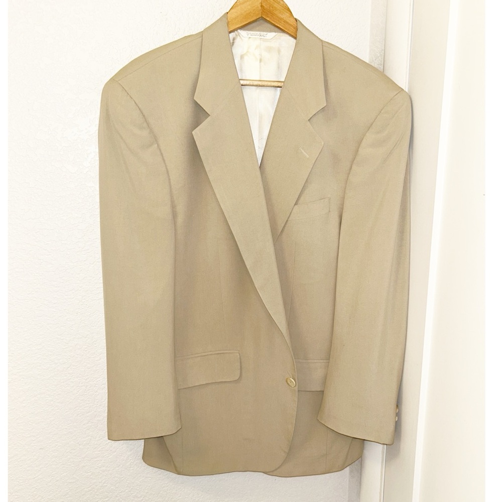 SAKS Fifth Avenue 100% Silk Men’s Oversized Blazer in Cream / Pale Khaki SZ: 47R